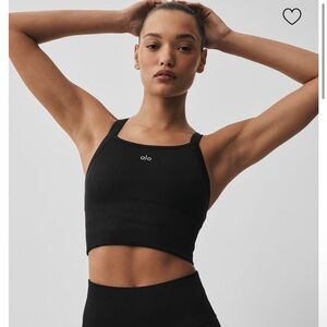 alo Seamless Ribbed Favorite Bra Tank - Black Size: S